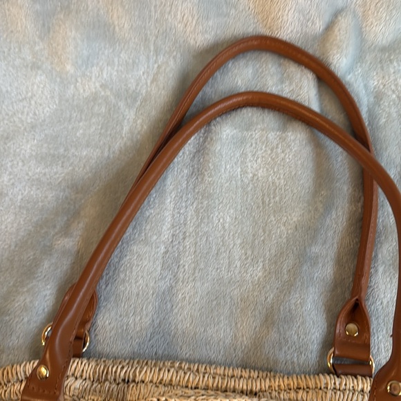 Tommy Bahama Blue and Tan Striped Tote Bag